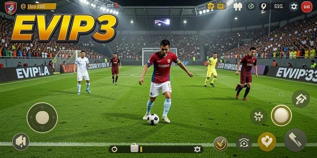 Tampilan gameplay <strong>EVIP3</strong> yang menghadirkan aksi sepak bola seru.