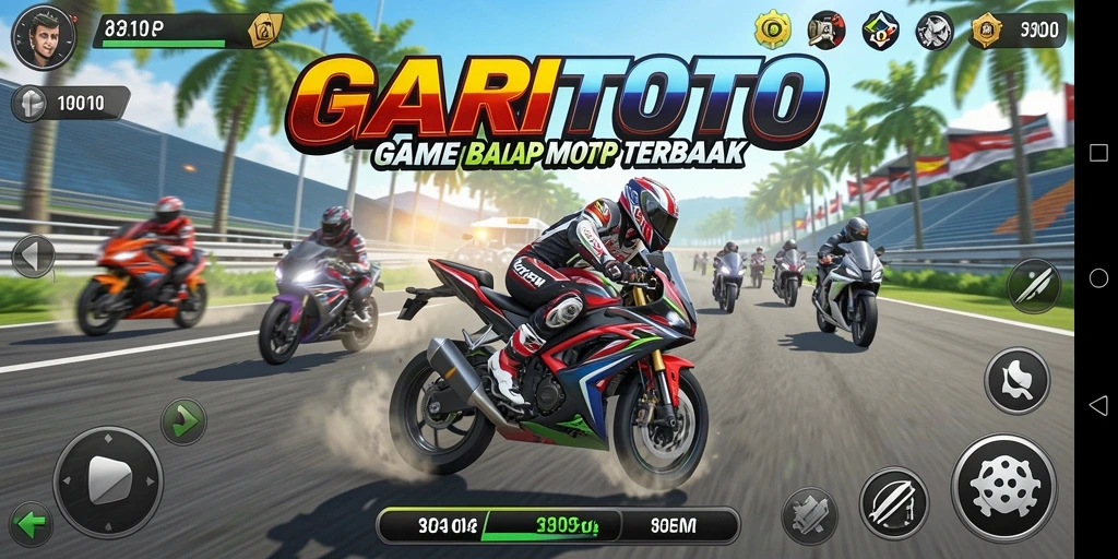 Screenshot GARITOTO menampilkan balapan seru dengan motor yang cepat.