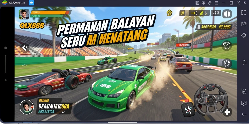 Tangkapan layar gameplay balapan mendebarkan di OLX888.