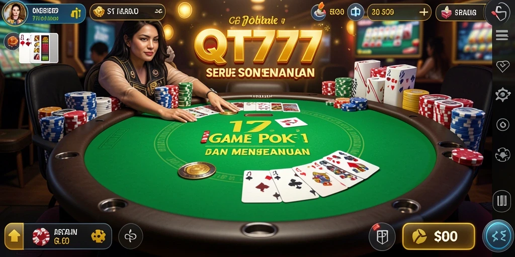 Screenshot QT777 menampilkan gameplay Poker yang seru dengan teman-teman.
