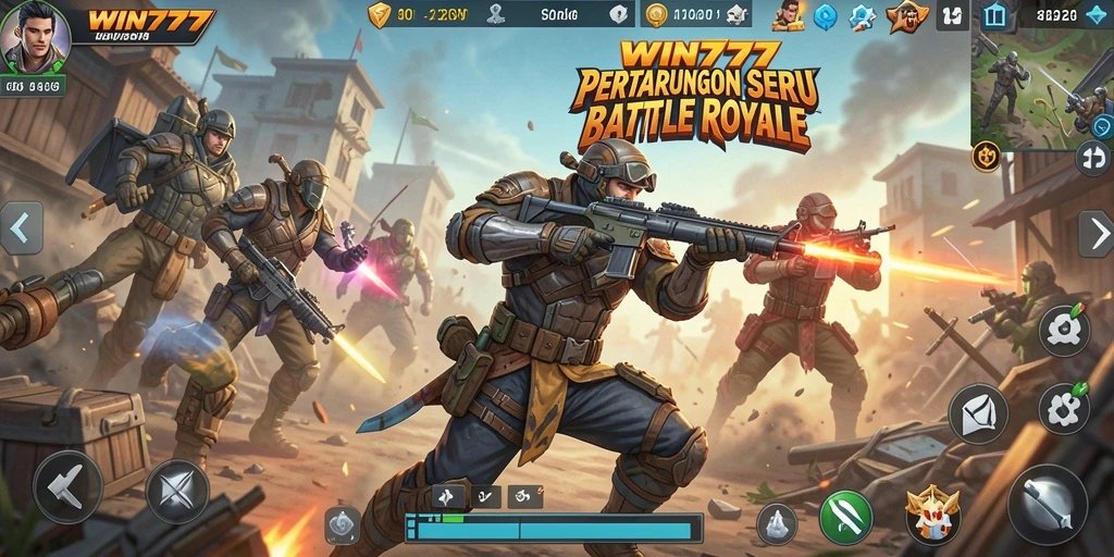 Tampilan gameplay yang intens dalam pertempuran Battle Royale.